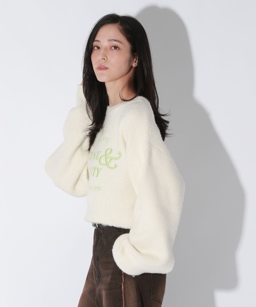 【セール】【UNISEX/選べる着丈】カールヤーンロゴニット（ニット/セーター）｜Anui（アニュイ）