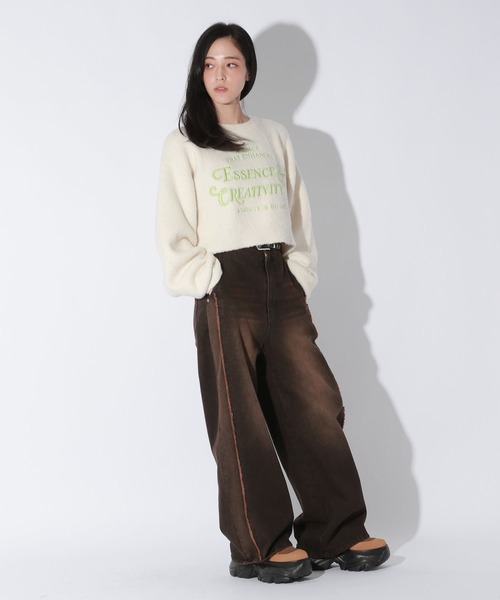 【セール】【UNISEX/選べる着丈】カールヤーンロゴニット（ニット/セーター）｜Anui（アニュイ）