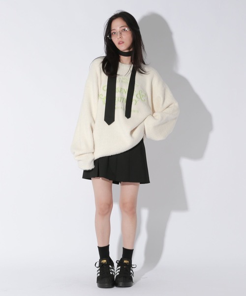 【セール】【UNISEX/選べる着丈】カールヤーンロゴニット（ニット/セーター）｜Anui（アニュイ）