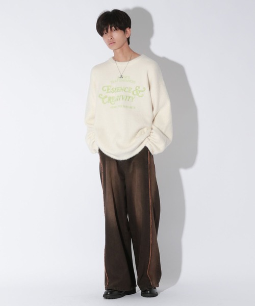 【セール】【UNISEX/選べる着丈】カールヤーンロゴニット（ニット/セーター）｜Anui（アニュイ）