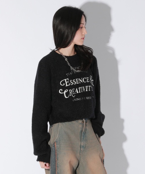 【セール】【UNISEX/選べる着丈】カールヤーンロゴニット（ニット/セーター）｜Anui（アニュイ）