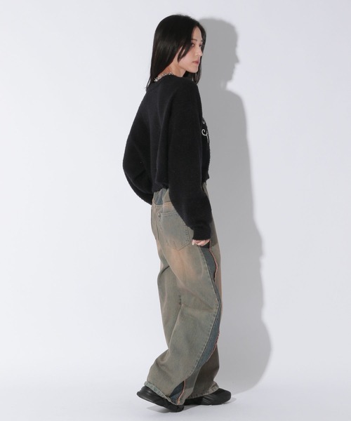 【セール】【UNISEX/選べる着丈】カールヤーンロゴニット（ニット/セーター）｜Anui（アニュイ）