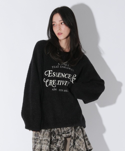 【セール】【UNISEX/選べる着丈】カールヤーンロゴニット（ニット/セーター）｜Anui（アニュイ）