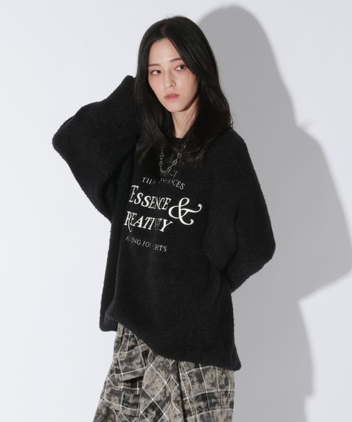 【セール】【UNISEX/選べる着丈】カールヤーンロゴニット（ニット/セーター）｜Anui（アニュイ）