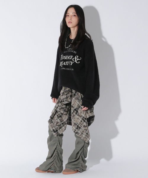 【セール】【UNISEX/選べる着丈】カールヤーンロゴニット（ニット/セーター）｜Anui（アニュイ）