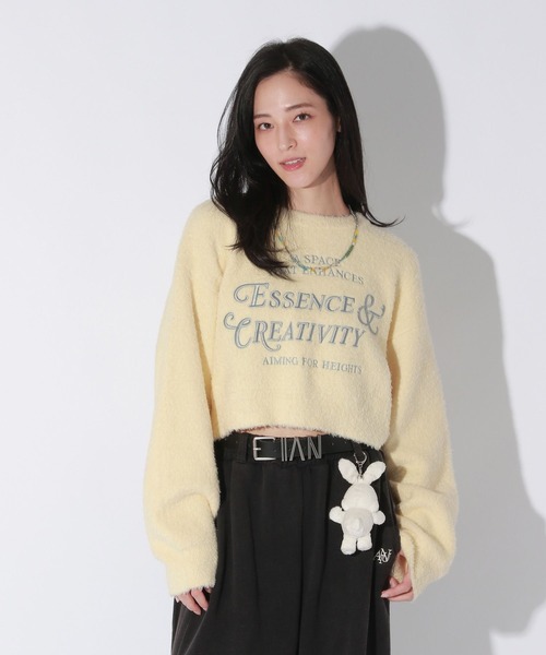 【セール】【UNISEX/選べる着丈】カールヤーンロゴニット（ニット/セーター）｜Anui（アニュイ）