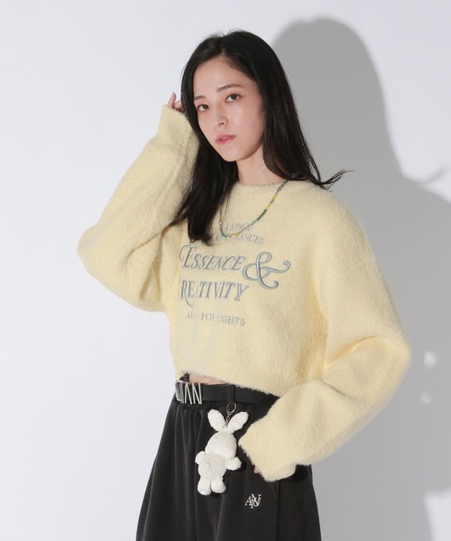 【セール】【UNISEX/選べる着丈】カールヤーンロゴニット（ニット/セーター）｜Anui（アニュイ）