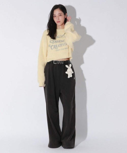 【セール】【UNISEX/選べる着丈】カールヤーンロゴニット（ニット/セーター）｜Anui（アニュイ）