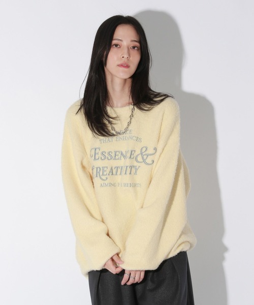 【セール】【UNISEX/選べる着丈】カールヤーンロゴニット（ニット/セーター）｜Anui（アニュイ）