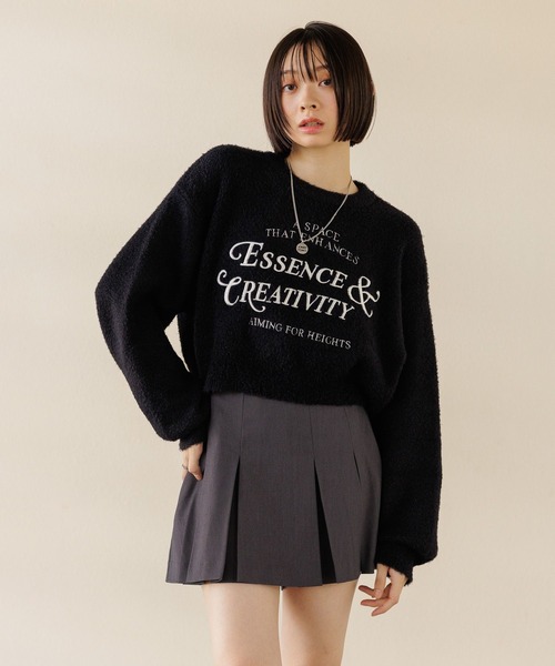 【セール】【UNISEX/選べる着丈】カールヤーンロゴニット（ニット/セーター）｜Anui（アニュイ）