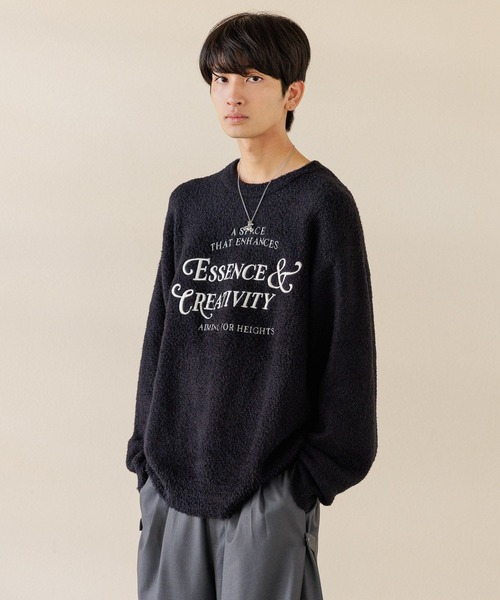 【セール】【UNISEX/選べる着丈】カールヤーンロゴニット（ニット/セーター）｜Anui（アニュイ）