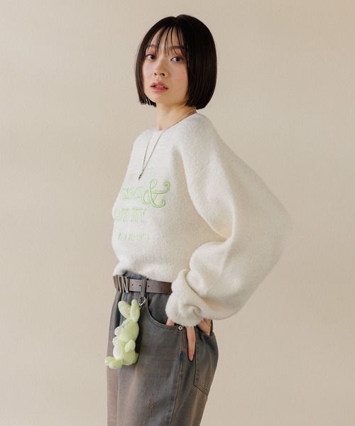 【セール】【UNISEX/選べる着丈】カールヤーンロゴニット（ニット/セーター）｜Anui（アニュイ）