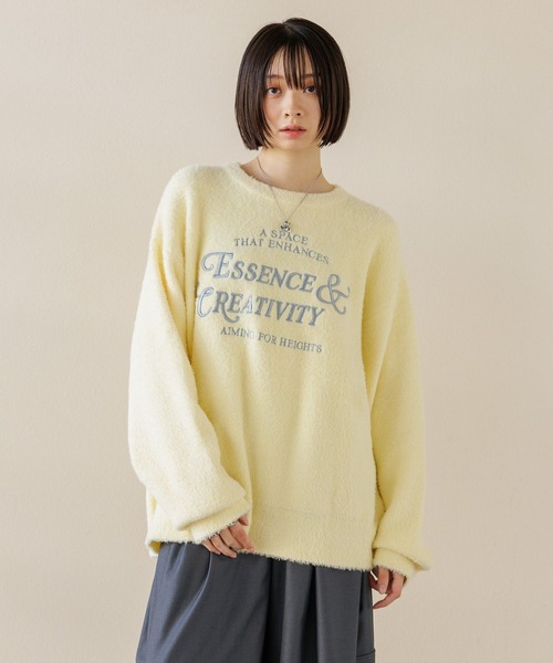 【セール】【UNISEX/選べる着丈】カールヤーンロゴニット（ニット/セーター）｜Anui（アニュイ）