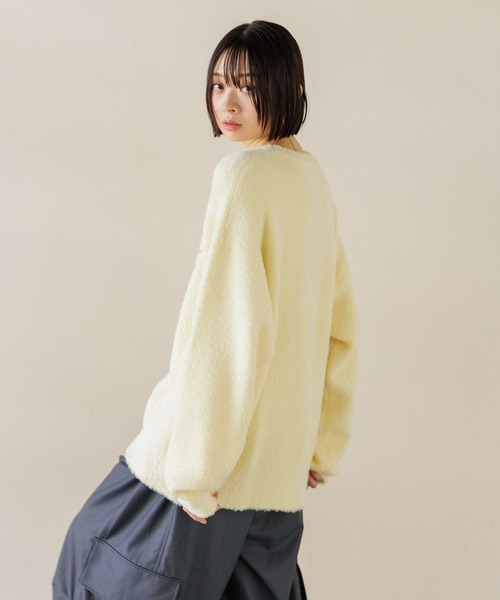 【セール】【UNISEX/選べる着丈】カールヤーンロゴニット（ニット/セーター）｜Anui（アニュイ）