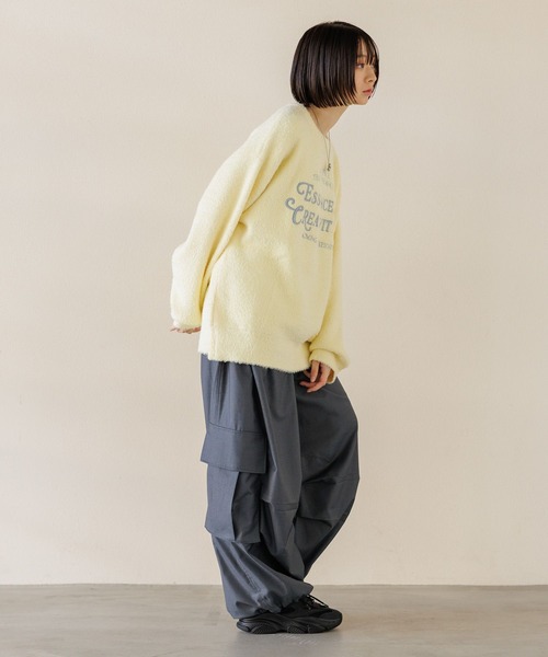 【セール】【UNISEX/選べる着丈】カールヤーンロゴニット（ニット/セーター）｜Anui（アニュイ）