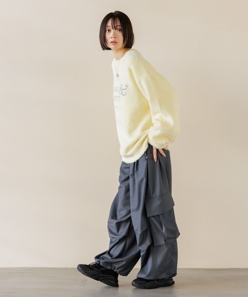 【セール】【UNISEX/選べる着丈】カールヤーンロゴニット（ニット/セーター）｜Anui（アニュイ）