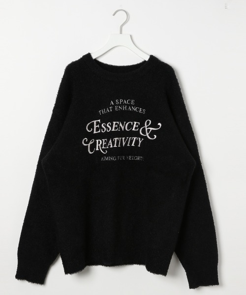 【セール】【UNISEX/選べる着丈】カールヤーンロゴニット（ニット/セーター）｜Anui（アニュイ）