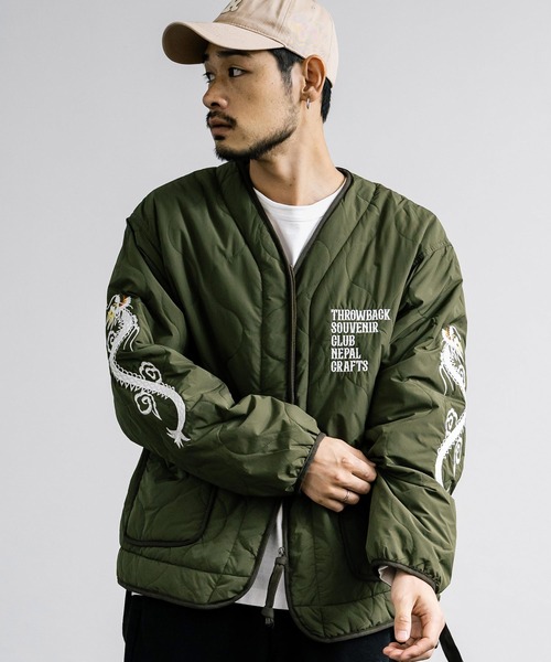 KRIFF MAYER（クリフメイヤー）の「KRIFF MAYER クリフメイヤー スーベニア刺繍キルトジャケット 2415104（ブルゾン・メンズ・ダークブラウン/グレー/オフホワイト/オリーブ/ブラック/パープル・XL/M/L）」の10枚目の写真