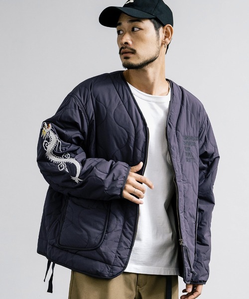 KRIFF MAYER（クリフメイヤー）の「KRIFF MAYER クリフメイヤー スーベニア刺繍キルトジャケット 2415104（ブルゾン・メンズ・ダークブラウン/グレー/オフホワイト/オリーブ/ブラック/パープル・XL/M/L）」の13枚目の写真