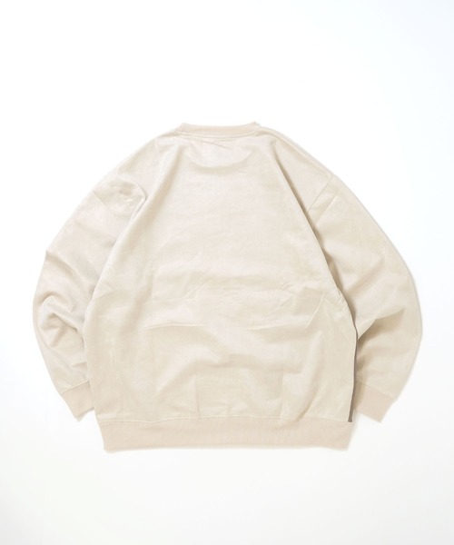 おしゃれスタ（オシャレスタ）の「faux suede switching design cutsew/スウェードタッチ 切り替えデザイン カットソー オーバーサイズ メンズ レディース（スウェット・メンズ・ブラック/グレイッシュベージュ/サックスブルー/オフホワイト/チャコールグレー・M/L/XL）」の10枚目の写真