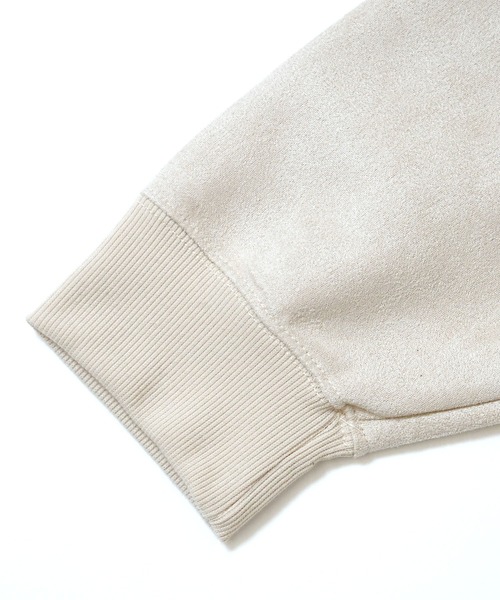 おしゃれスタ（オシャレスタ）の「faux suede switching design cutsew/スウェードタッチ 切り替えデザイン カットソー オーバーサイズ メンズ レディース（スウェット・メンズ・ブラック/グレイッシュベージュ/サックスブルー/オフホワイト/チャコールグレー・M/L/XL）」の12枚目の写真