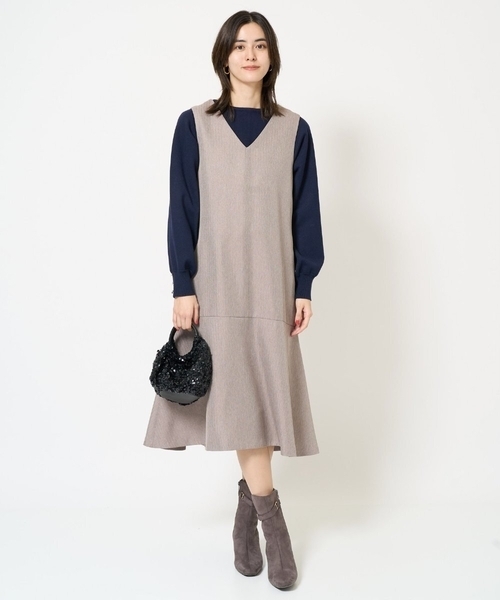 a.v.v(アーヴェヴェ)の「【洗える】マーメイドジャンパースカート(ワンピース・レディース・ブラック/ベージュ・34/38/36/40/42)」の3枚目の写真