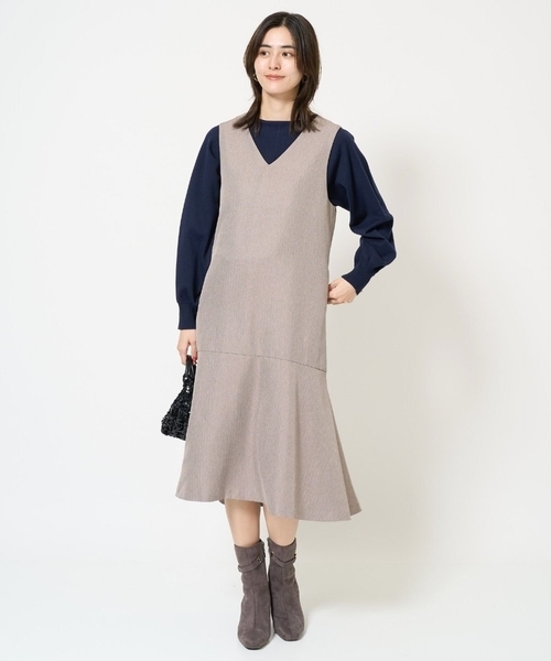 a.v.v(アーヴェヴェ)の「【洗える】マーメイドジャンパースカート(ワンピース・レディース・ブラック/ベージュ・34/38/36/40/42)」の5枚目の写真