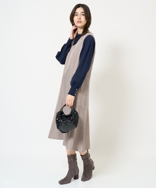 a.v.v(アーヴェヴェ)の「【洗える】マーメイドジャンパースカート(ワンピース・レディース・ブラック/ベージュ・34/38/36/40/42)」の6枚目の写真