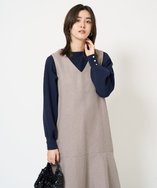 a.v.v(アーヴェヴェ)の「【洗える】マーメイドジャンパースカート(ワンピース・レディース・ブラック/ベージュ・34/38/36/40/42)」の8枚目の写真