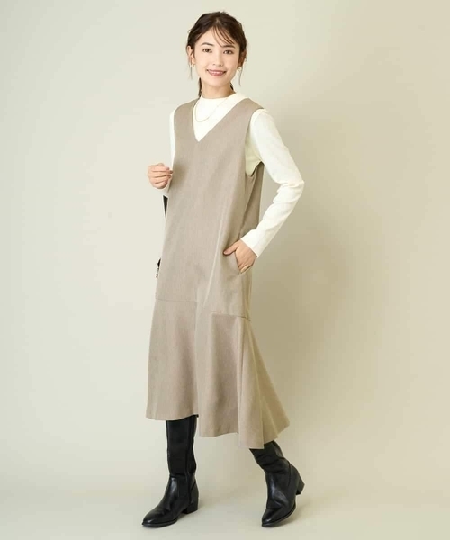 a.v.v(アーヴェヴェ)の「【洗える】マーメイドジャンパースカート(ワンピース・レディース・ブラック/ベージュ・34/38/36/40/42)」の11枚目の写真