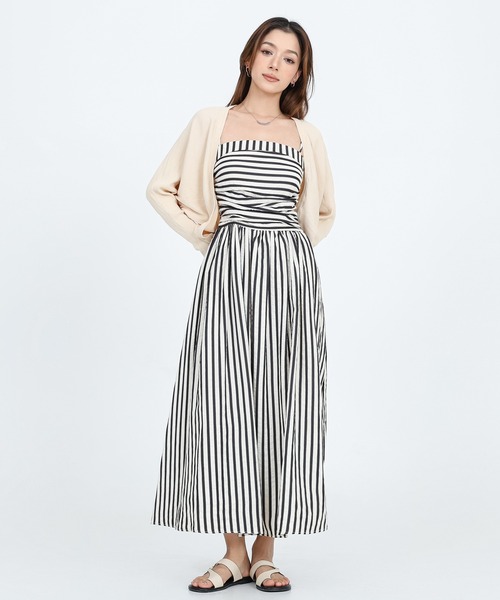 monotone stripe A-line onepiece（ワンピース）｜SUWDEE（スーディー