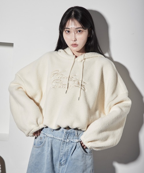 セール】裾アジャスター刺繍フリース（パーカー）｜Y/lim（イリム）の
