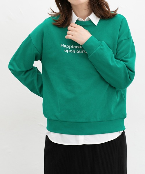 Honeys（ハニーズ）の「ロゴスウェットトップス（スウェット・レディース・杢グレー/オフホワイト/ブラック/グリーン/オートミール・L/S/M）」の5枚目の写真