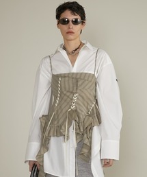 PRANK PROJECT | 【2025 Spring Pre-Order】ラッフルレースアップストライプトップス / Ruffle Lace-Up Stripe Top(その他トップス)