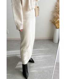 &. NOSTALGIA | 【ZOZO限定】コード刺繍バックスリットニットスカート(スカート)