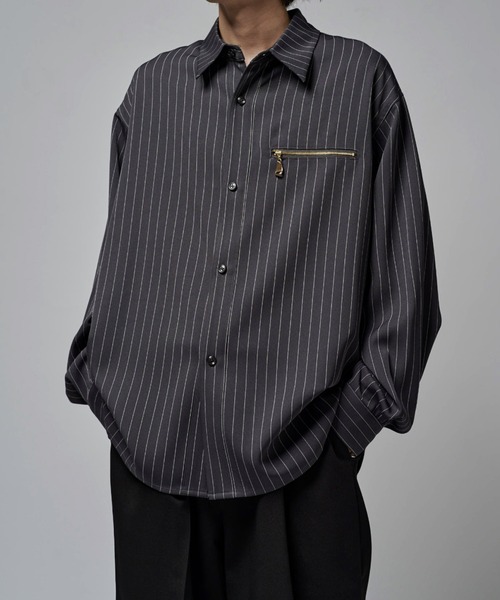 Lui's（ルイス）の「ストライプシャツブルゾン（シャツ/ブラウス