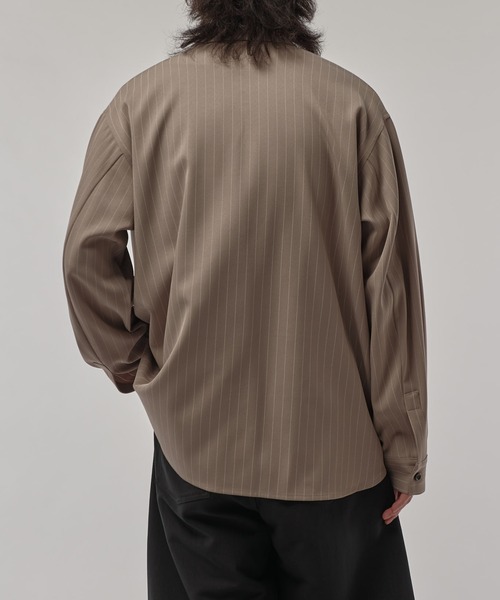 Lui's（ルイス）の「ストライプシャツブルゾン（シャツ/ブラウス・メンズ・ブラック/グレー/チャコールグレー/グレイッシュベージュ・FREE）」の17枚目の写真