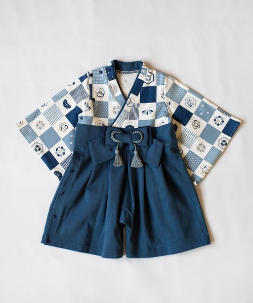 mocmof(モクモフ)の「袴 ロンパース(着物・キッズ・パープル/ネイビー/ピンク/グリーン・70cm/80cm/90cm)」の3枚目の写真
