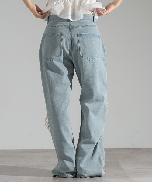 apres jour mignon(アプレジュールミニョン)の「ダメージレースデニム【ZOZOTOWN限定アイテム】(デニムパンツ・レディース・ライトブルー/ブラック系その他/インディゴブルー・X-LARGE/SMALL/MEDIUM)」の16枚目の写真