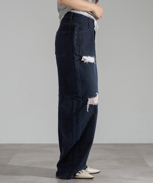 apres jour mignon(アプレジュールミニョン)の「ダメージレースデニム【ZOZOTOWN限定アイテム】(デニムパンツ・レディース・ライトブルー/ブラック系その他/インディゴブルー・X-LARGE/SMALL/MEDIUM)」の20枚目の写真