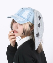Salong hameu | K-POPアイドル着用モデル うさ耳デニムキャップ/韓国ファッション/サブカルファッション/病み系/量産系女子(キャップ)