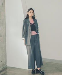 NATURAL BEAUTY BASIC パンツスーツ S グレー ドビーツイル SETUP テーパードパンツ | NATURAL BEAUTY BASIC