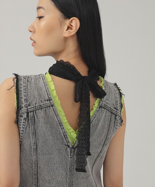 Ray BEAMS(レイビームス)の「レース スカーフ(バンダナ/スカーフ・レディース・ホワイト/ブラック・ONE SIZE)」の8枚目の写真