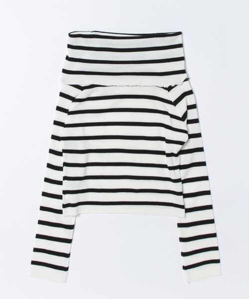 Ritzy（リッツィー）の「オフショルダー ボーダートップス（Tシャツ/カットソー・レディース・モカ/ホワイト/ブラック・FREE）」の5枚目の写真