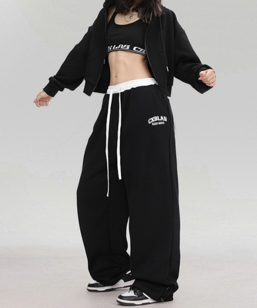 lilful(リルフル)の「ウエスト切り替えカラー ワンポイントロゴスウェットパンツ(スウェットパンツ・レディース・ブラック/レッド/グレー/ブラック系その他/グレー系その他・M/L)」の16枚目の写真