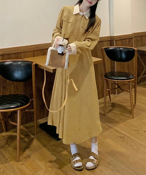 caramel コーデュロイ ワンピース ☆コーデュロイワンピース（クローバー） | MAMA FACTORY (Women