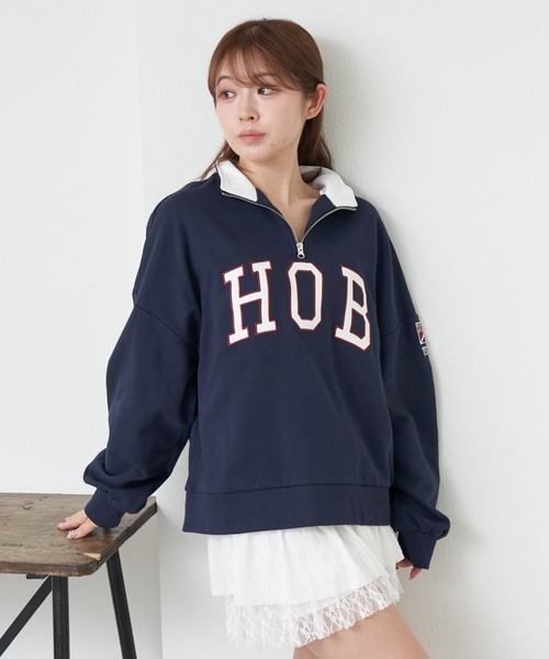 RAY CASSIN(レイカズン)の「【2025SS】ハーフジップロゴワッペンスウェット / ハーフジップ(スウェット・レディース・ホワイト/グレー/ネイビー・FREE)」の3枚目の写真