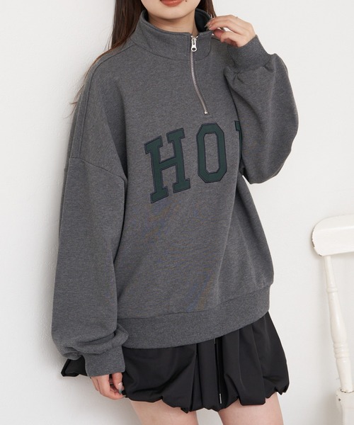 RAY CASSIN(レイカズン)の「【2025SS】ハーフジップロゴワッペンスウェット / ハーフジップ(スウェット・レディース・ホワイト/グレー/ネイビー・FREE)」の2枚目の写真