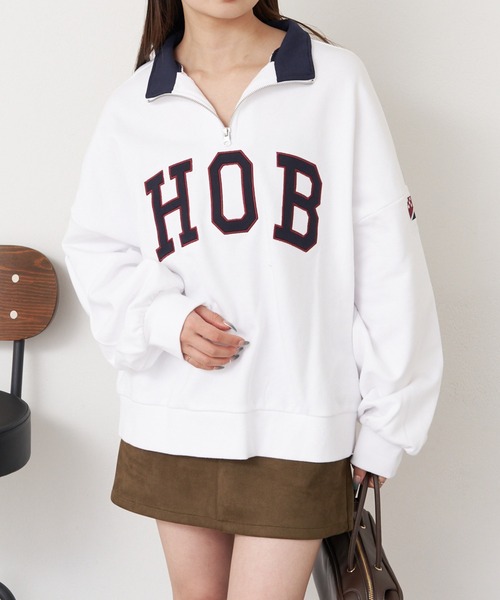 RAY CASSIN(レイカズン)の「【2025SS】ハーフジップロゴワッペンスウェット / ハーフジップ(スウェット・レディース・ホワイト/グレー/ネイビー・FREE)」の8枚目の写真