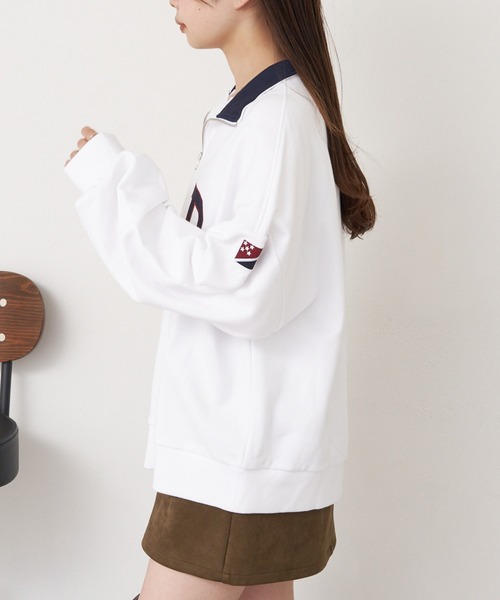 RAY CASSIN(レイカズン)の「【2025SS】ハーフジップロゴワッペンスウェット / ハーフジップ(スウェット・レディース・ホワイト/グレー/ネイビー・FREE)」の7枚目の写真